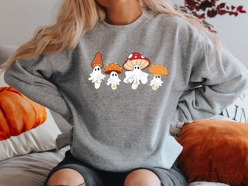 Ghost Sweatshirt, Halloween Sweatshirt, Ghost Shirt, Magic Mushroom Sweatshirt, Spooky Season Shirt