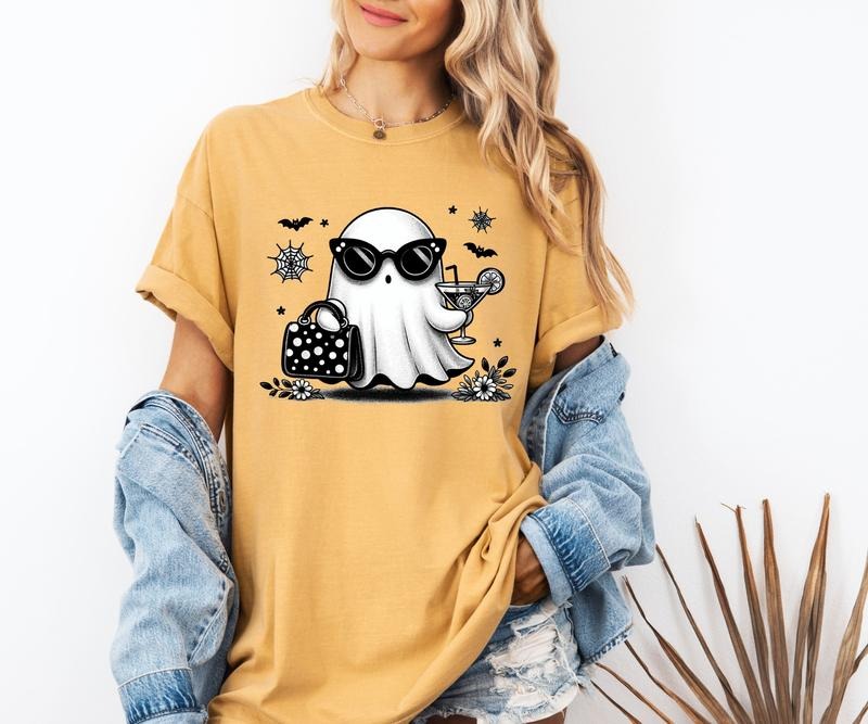 Ghostly Ghost with drink custom colors tee shirt Casual Hoodie, Sweatshirt | WearSparks.com