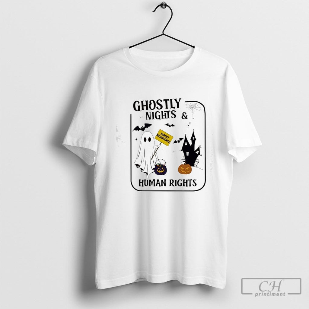 Ghostly Nights And Human Rights Halloween Shirt Sweater