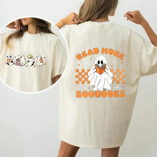 Ghosts Reading Books Shirt, Books Lover Ghost Gift, Cute Little Ghost Shirt, Womens Halloween Shirt, Spooky Season Shirt,...