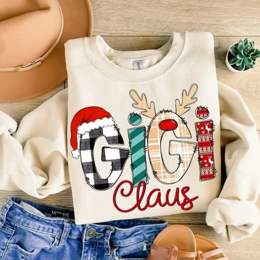 Gigi Claus Sweatshirt, Christmas Sweatshirt, Grandma Christmas Sweatshirt, Christmas Gift For Grandma, Christmas Gigi Tee, Gigi Claus Shirt