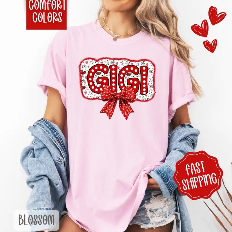 Gigi Valentine Shirt Comfort Colors, Valentine's Day Women's Tee, Cute Women's Tshirt