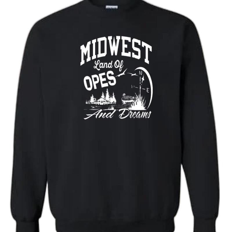 Gildan Women's Charcoal Grey Screen Printed Crewneck Tee - MidWest Land of OPES and Dreams Fashion Top for Casual Streetwear - Womenswear