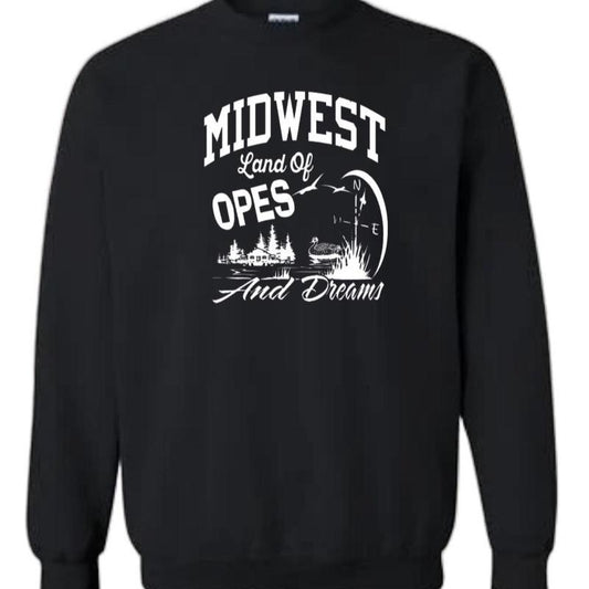 Gildan Women's Charcoal Grey Screen Printed Crewneck Tee - MidWest Land of OPES and Dreams Fashion Top for Casual Streetwear - Womenswear