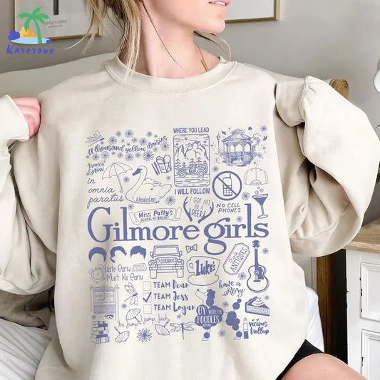 Gilmore Girls Doodle Art Stars Hollow Sweatshirt Crewneck Comfort