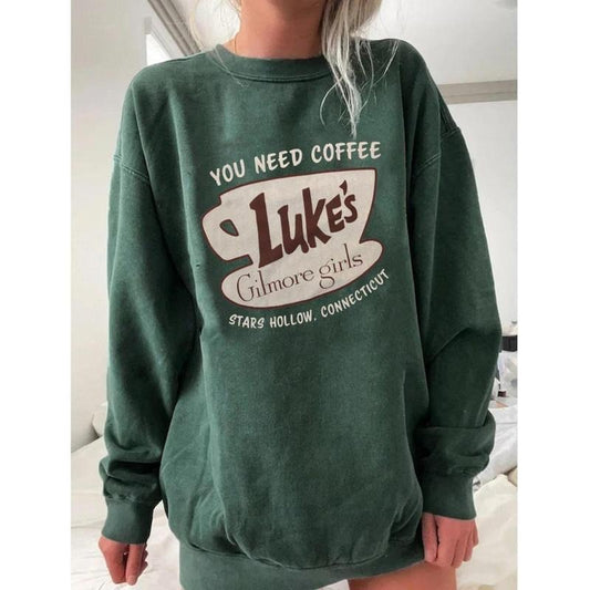Gilmore Girls Luke's You Need Coffee Stars Sweatshirt, Stars Hollows Sweatshirt, Tv Show Gifts Sweatshirt, Gift For Her, Fast Shipping Cotton Crewneck Top Womenswear Sweatshirt,Sweatshirt best selling, sweatshirt hot trend