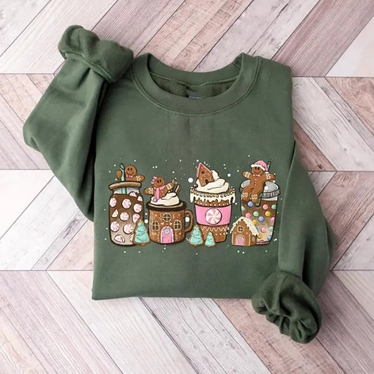 Gingerbread Christmas Coffee Shirt Cute Holiday Seasons Sweatshirt Merry Christmas Shirt