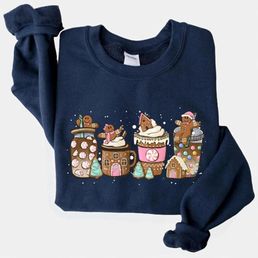 Gingerbread Christmas Coffee Sweatshirt, Christmas Coffee Shirt, Unisex Crewneck Sweatshirt & Shirt Classic Cotton