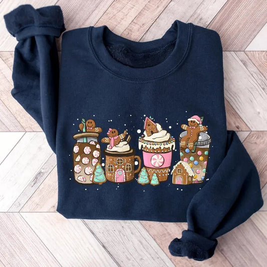 Gingerbread Christmas Coffee Sweatshirt, Christmas Coffee Sweatshirt, Gingerbread Christmas Crewneck, Women Xmas Holiday Sweater, Xmas Shirt, Coffee Lover Gift Shirt, Christmas Latte Drink Crewneck