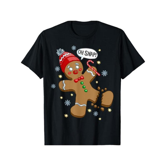 Gingerbread Man Oh Snap Christmas T-Shirt made in usa