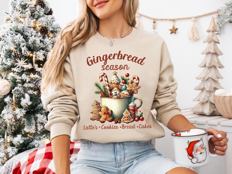 Gingerbread Season Sweatshirt, Christmas Crew Neck, Gingerbread Latte Shirt, Cozy Holiday Sweater, Cute Festive Sweatshirt, Gift for Her