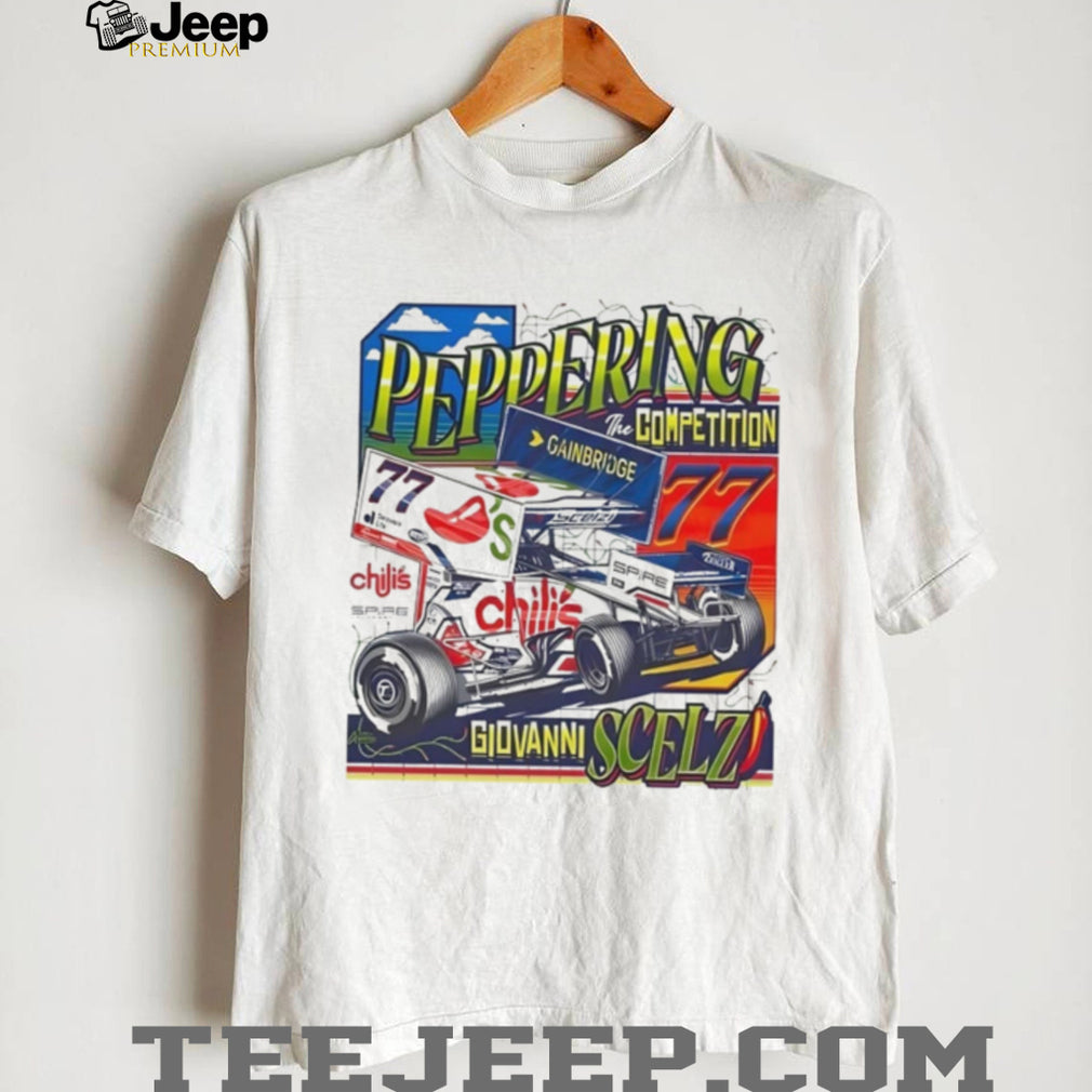 Gio Scelzi Chili’s 77 Spire Motorsports Sprint Car Peppering the Competition shirt