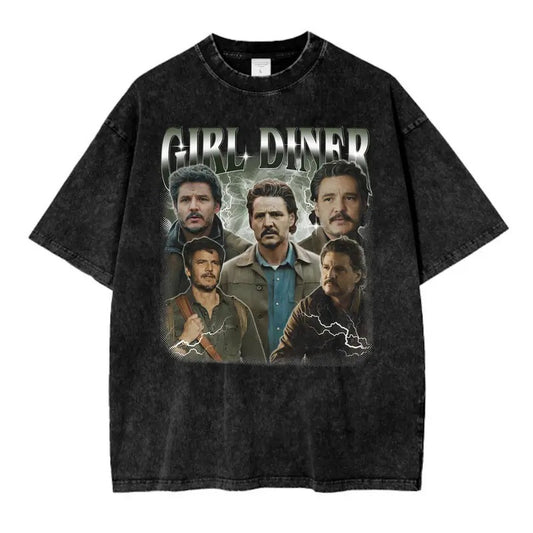 Girl Dinner Pedro Pascal Mineral Wash T-shirt, TLOU 2 Movie Shirt , Pedro Pascal Actor Tee, The Last Of Us Shirt, TLOU Gift, Gift For Her