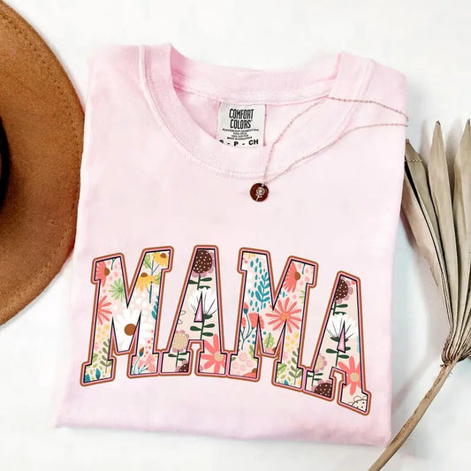 Girl Mama Comfort color Shirt, Boho Floral Mama T-Shirt, Mom Shirt for Mom for Mother's Day, Cute Mom Shirt, Mama Floral Shirt, Gift for her