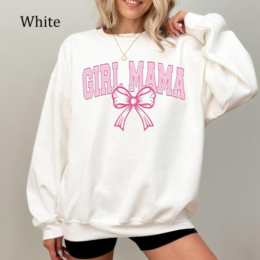 Girl Mama Coquette Bow Sweatshirt, Cute Girl Mom Shirt, Mommy & Me Outfit, Perfect Gift for Moms of Daughters, Cozy Fleece Sweatshirt, Everyday Casual Comfort