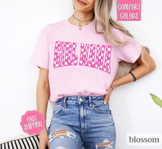 Girl Mama Shirt Comfort Colors, Mother's Day Gift for Mom of Girls, Mama Varsity Letters Shirt, Cute Mom Shirt, Oversized Mama Tshirt