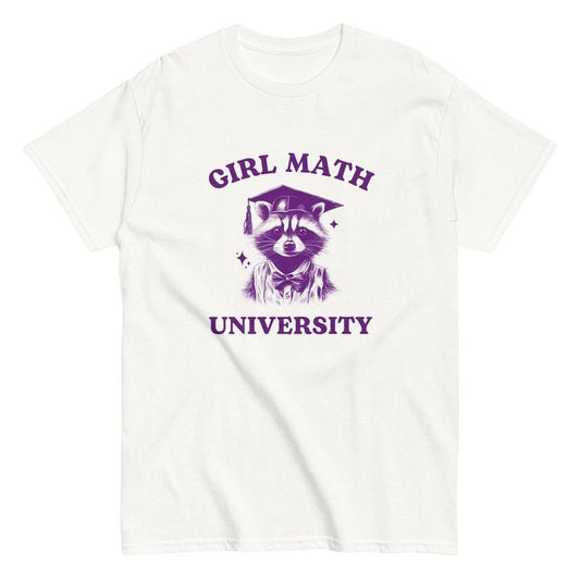 Girl Math University, Funny Raccoon Tee, Meme Tee, Trash Panda, Possum, Stupid Tee, Vintage Raccoon Girl Shirt, Unisex T-Shirt, Short Sleeve Tee Shirt, Cool Gifts For Women, Gifts For Birthday Mothers Day