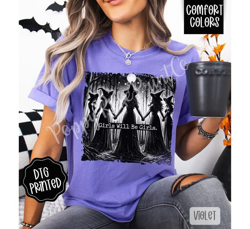 Girls Will Be Girls Shirt Comfort Colors, Trendy Halloween Tshirt
