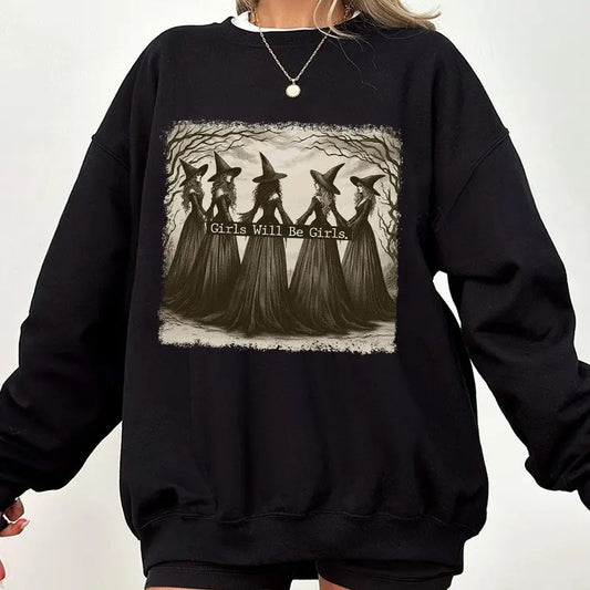 Girls Will Be Girls Witch Halloween Shirt, Funny Witchy Vintage Shirt, Vintage Halloween Women Shirt, Witchy Vibes Shirt, Feminist Witch Shirt, Halloween Gift For Friends, Women Rights Halloween Tee, Girl Power Shirt