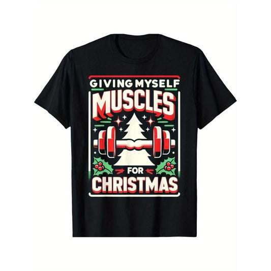 Giving Myself Muscles For Christmas Fitness Workout Gym T-Shirt made in usa Hoodie, Sweatshirt | WearSparks.com
