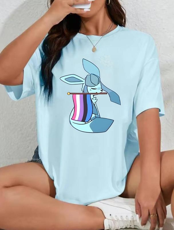 Glaceon Genderfluid Pride Flag Tee, Genderfluid Glaceon Shirt, LGBTQ+ Glaceon Pride T-Shirt