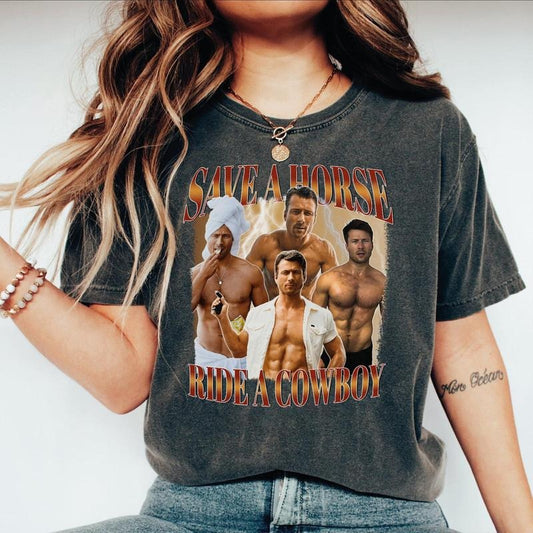 Glen Powell Save A Horse, Ride A Cowboy Shirt, Sweatshirt, Hoodie For Womens Tops Womenswear | WearSparks.com