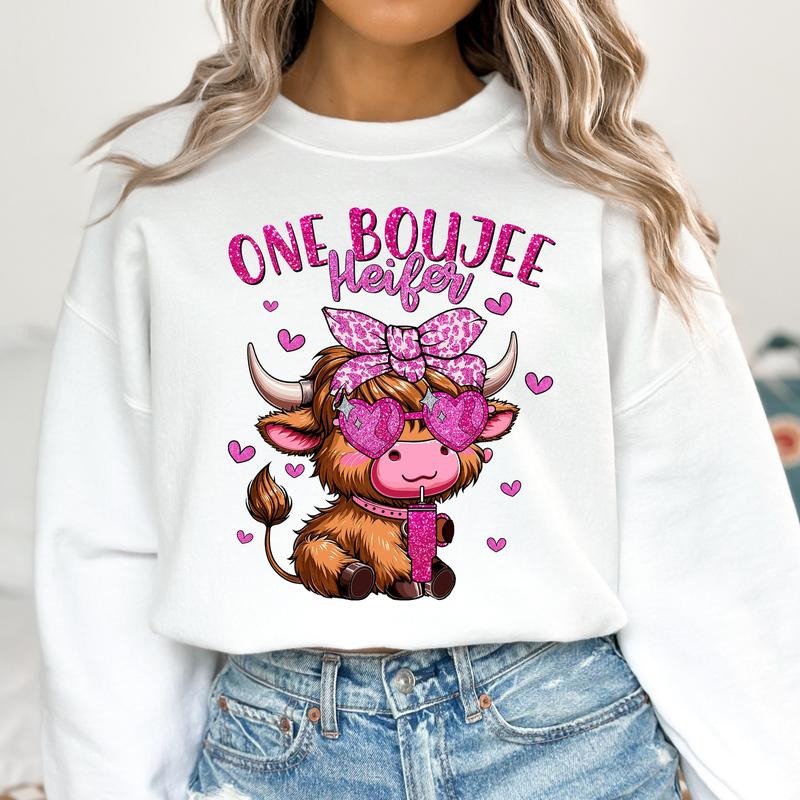 Glitter Heifer Valentine Sweatshirt, Highland Cow Valentine Sweatshirt, Western Valentines   , Country Western...