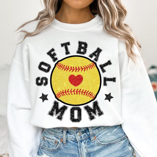 Glitter Softball Mom Sweater, Softball Sweater Gift, Mother's Day Sweater Gift, Softball Mama Shirt Gift, Unisex Sweatshirt, Long Sleeve Crewneck Tee, Gifts For Mom Sweater, Gifts For Birthday