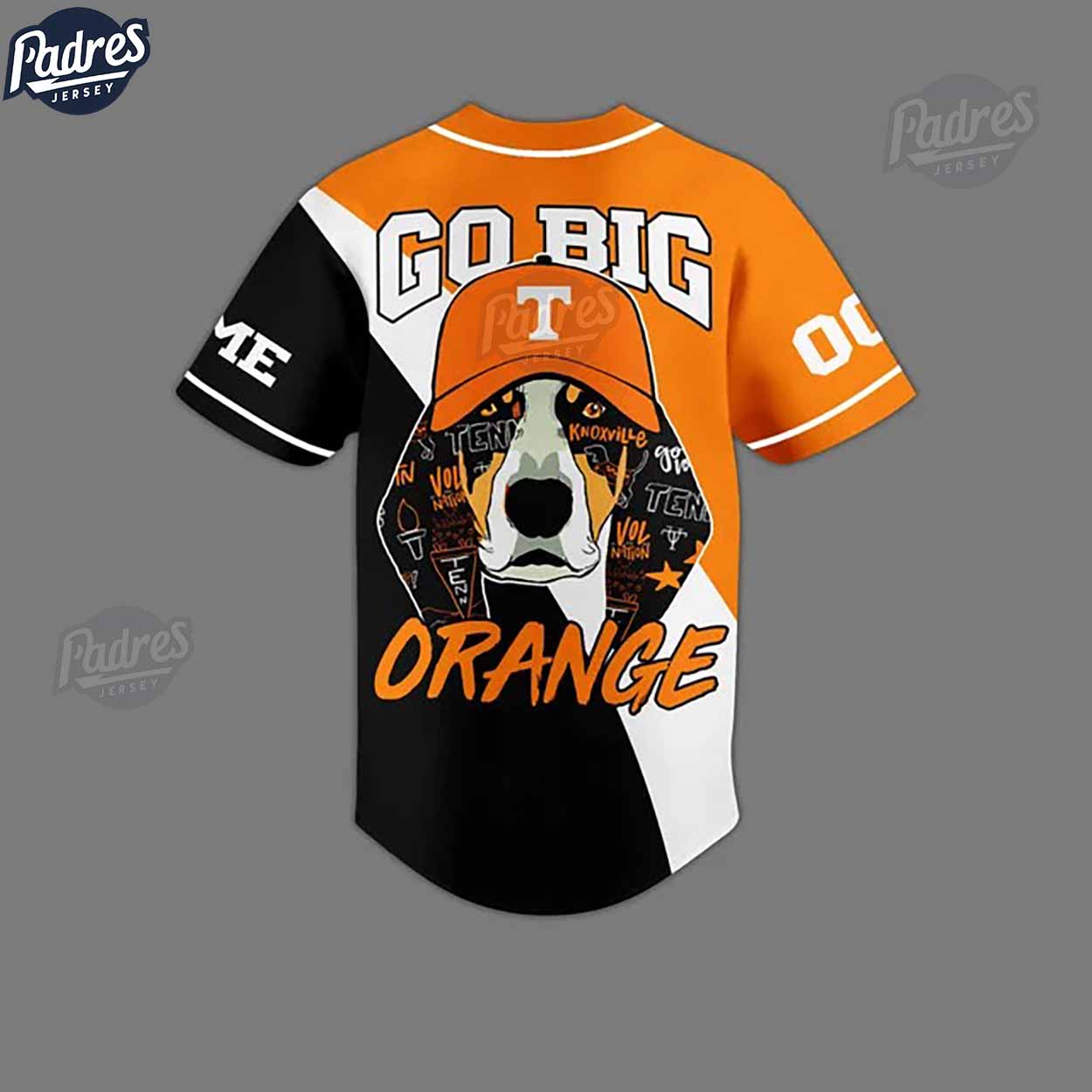 Go T Big Orange Custom Baseball Jersey Tennessee Volunteers Team Design - Padres Jersey Oasis: Elevate Your... (Image 2)