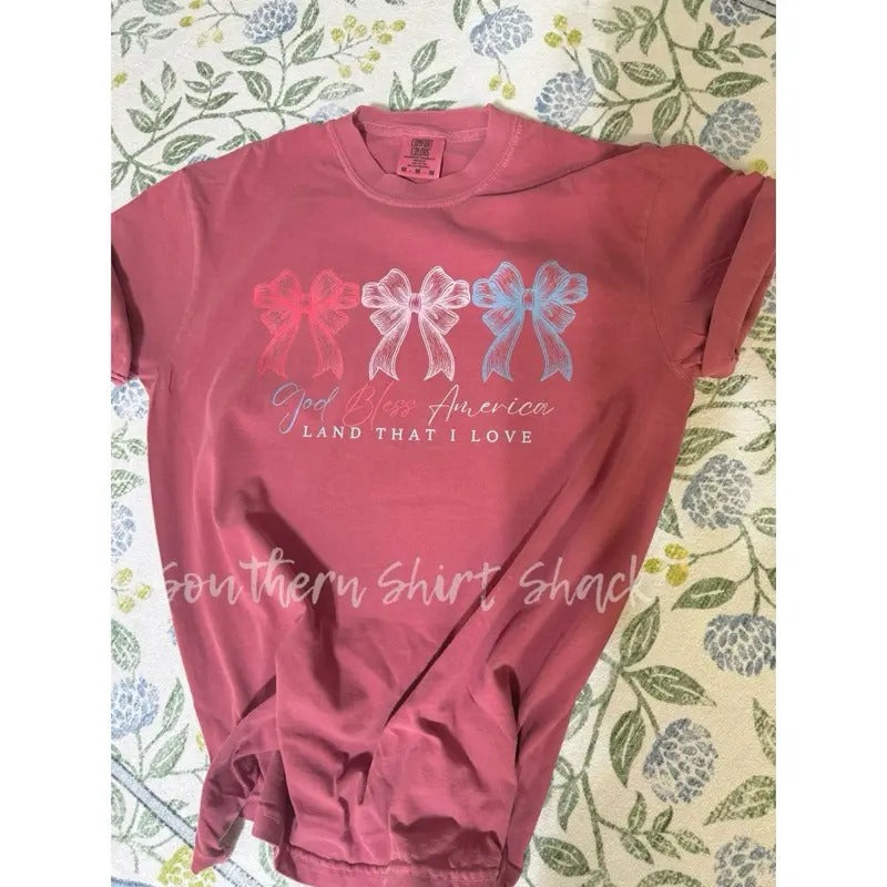 God Bless America T shirt  | crimson comfort colors t shirt