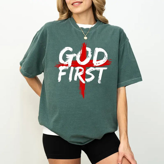 God First Comfort Colors Shirt, Bible Verse Unisex Graphic Tee, Faith Unhinged Tees, Christian Oversized T-shirt, Religious Tee