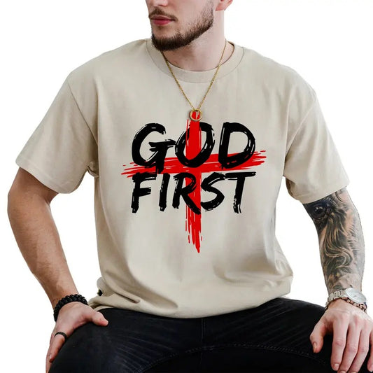 God First Graphic Tee, Bible Verse Men Shirt, Religious Unhinged Tee, Faith Men T-shirt, Christmas Gifts For Christian...