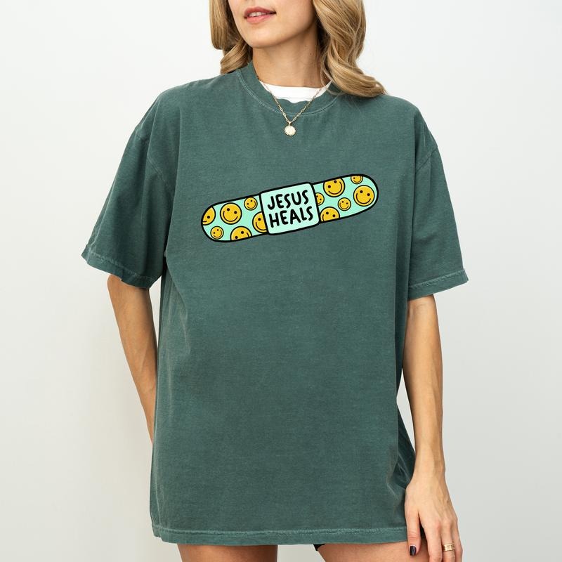 God Heals Comfort Colors Shirt, Jesus Heals Tee, Religious T-shirt, Baptism Gift, Christian Womenswear