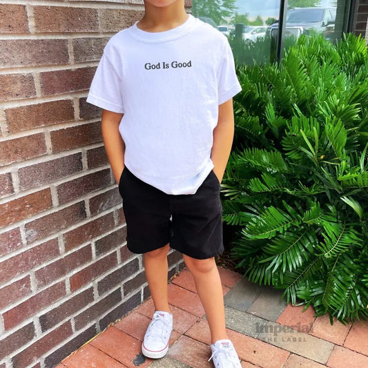 God Is Good Embroidered Youth Sweatshirt and Kid's Comfort Colors T-Shirt, Faith-Based Youth Crewneck, Inspirational Kids Pullover, Christian Kids Apparel, Cozy Religious Sweatshirt, Bible Verse Youth Shirt, Youth Sweatshirt