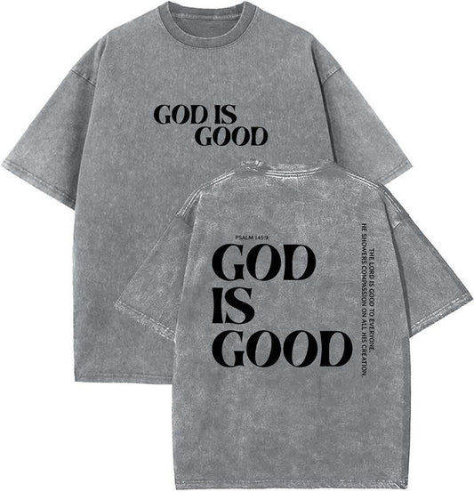 God Is Good Unisex Washed T-Shirt, Christian t shirts, Vintage 90s Graphic Tee, Gift Top Womenswear Cotton Mineral Colorstyle{n002}4