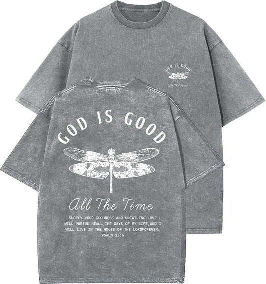 God Is Good Unisex Washed T-Shirt, Christian t shirts, Vintage 90s Graphic Tee, Gift Top Womenswear Cotton Mineral Colorstyle{n002}6