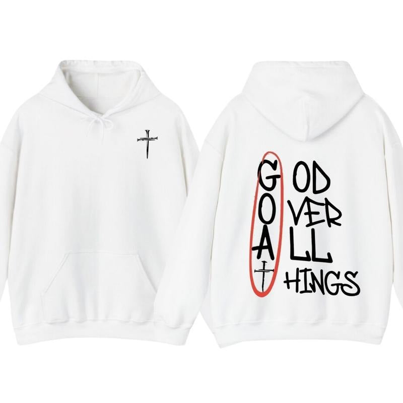 God Over All Things Men's Fashion GOD Letter Print Casual Wear T-Shirt Hoodie Unisex, Trendy Menswear