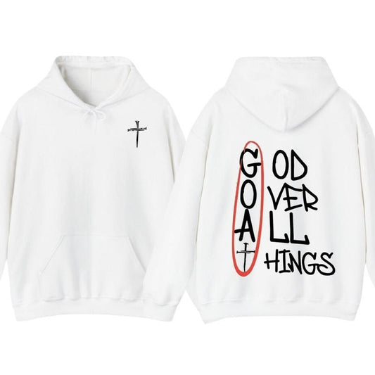 God Over All Things Men's Fashion GOD Letter Print Casual Wear T-Shirt Hoodie Unisex, Trendy Menswear
