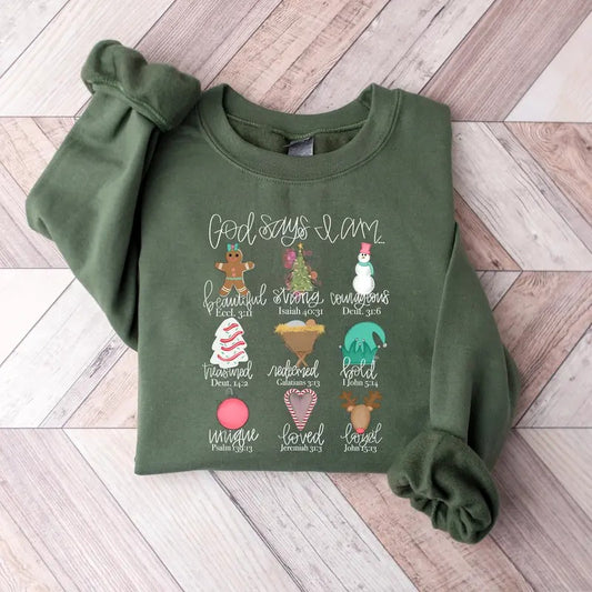 God Says I Am Christmas Sweatshirt, Christian Christmas Shirt, Christian Bible Shirt, Jesus Christmas Sweater, Religious...