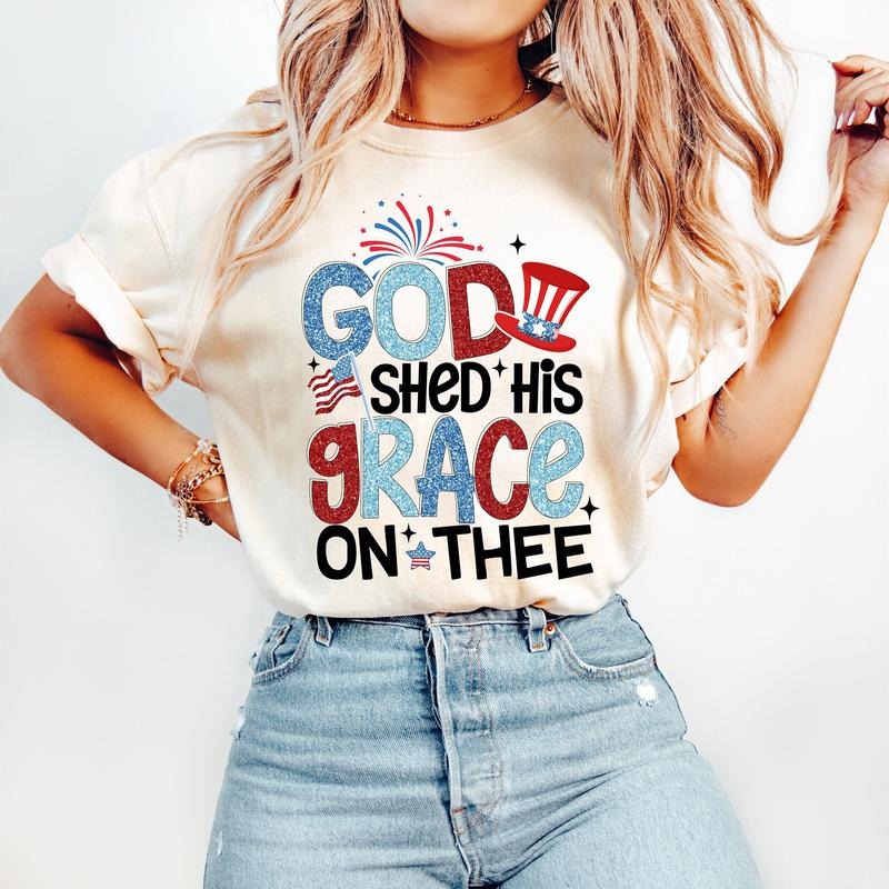 God Shed His Grace 4th Of July America Independence Day Patriotic Usa Flag Shirt TK43GN