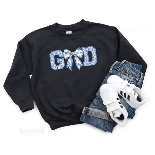 God Youth Sweatshirt and Kid's Comfort Colors T-Shirt, Christian Youth Crewneck, Faith-Based Kids Pullover, Religious Inspirational Kids Apparel, Youth Sweatshirt