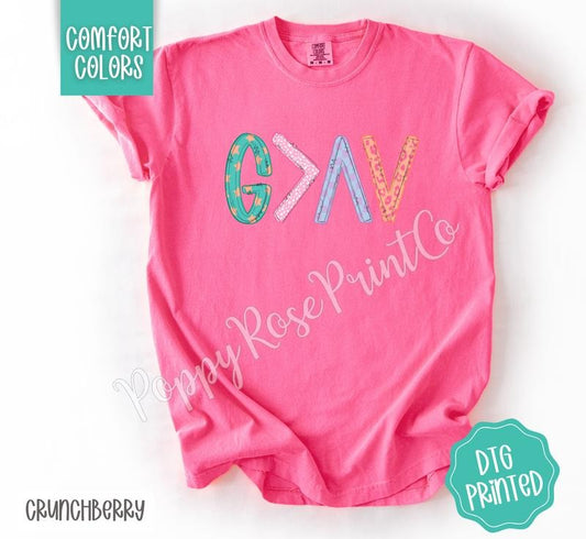 God is Greater Shirt Comfort Colors, Trendy Religious Women's Tshirt