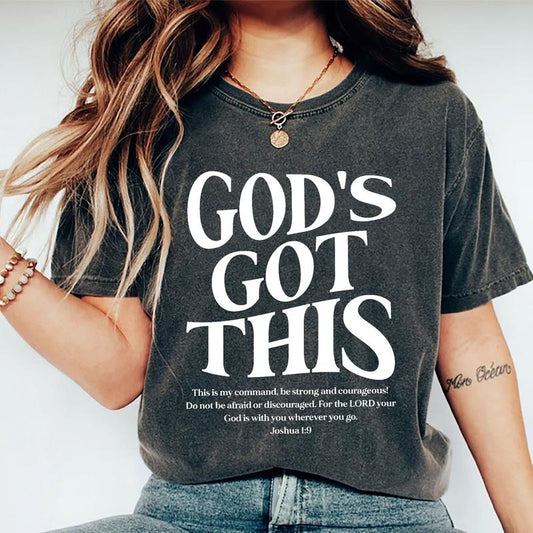God's Got This Shirt, Inspirational Tee, Bible Verse Shirt, Joshua Quote Graphic Printed Tee, Spiritual Trust Shirt,...