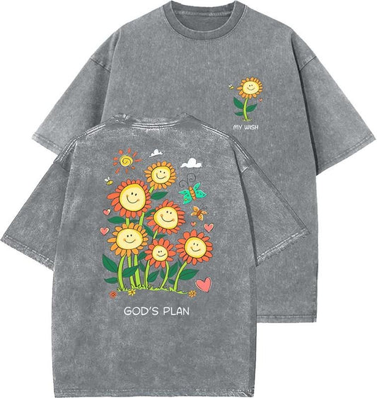 God's Plan Unisex Washed T-Shirt, Christian t shirts, Vintage 90s Graphic Tee, Gift Top Womenswear Cotton Mineral Colorstyle{n002}3