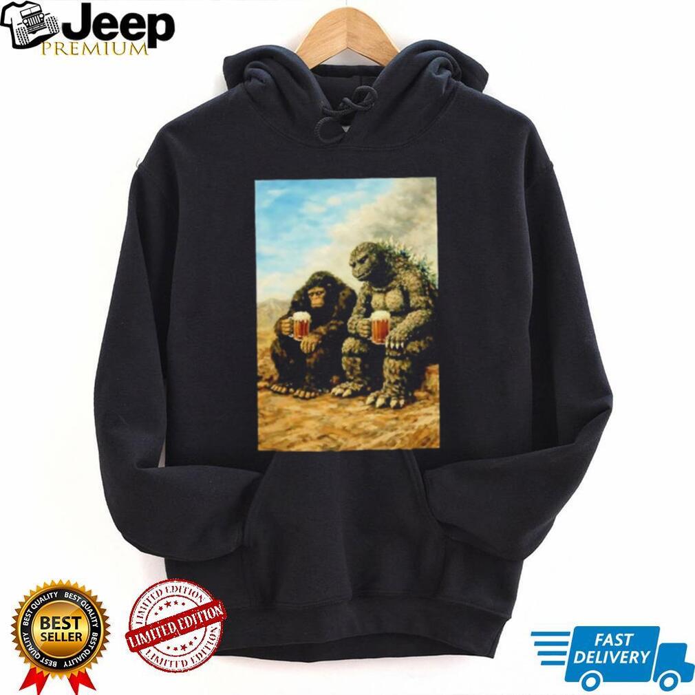 Godzilla and Kong With Beers meme shirt