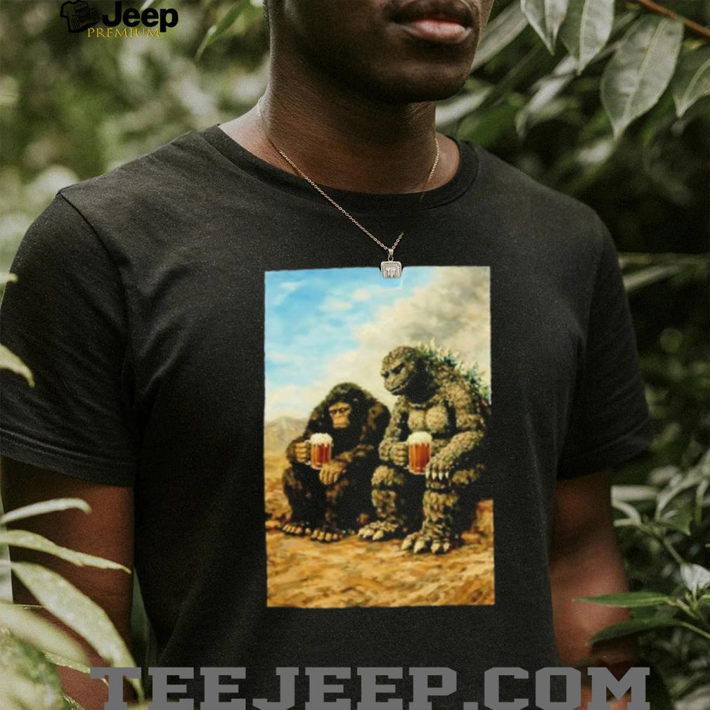 Godzilla and Kong With Beers meme shirt