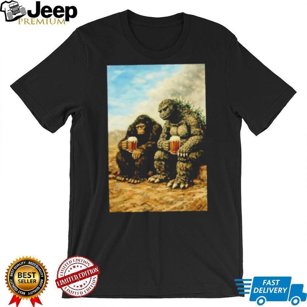 Godzilla and Kong With Beers meme shirt