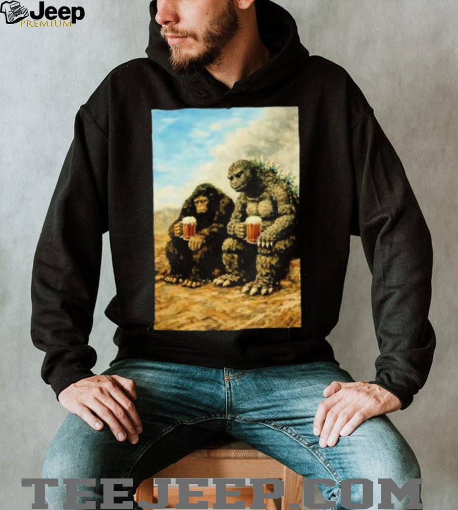 Godzilla and Kong With Beers meme shirt