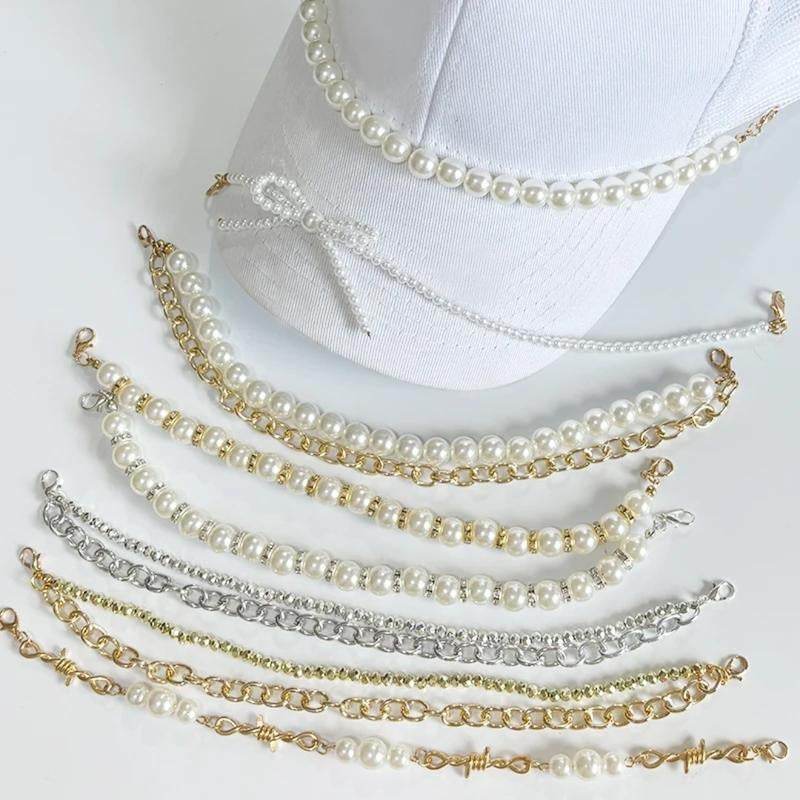Gold & Pearl Hat Chain Bundle (8 Pieces)