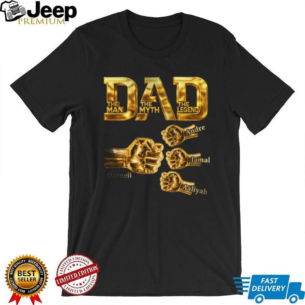 Gold Dad The Man The Myth The Legend Personalized Fist Bump Graphic T Shirt